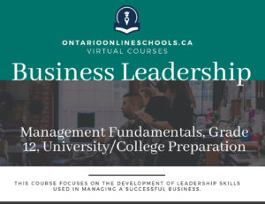Business Leadership: Management Fundamentals, Grade 12, University/College Preparation