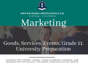 Grade 11, Business. Marketing: Goods, Services, Events. College Preparation. BMI3C