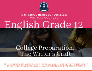 Grade 12, English. The Writer’s Craft,. University preparation, EWC4U