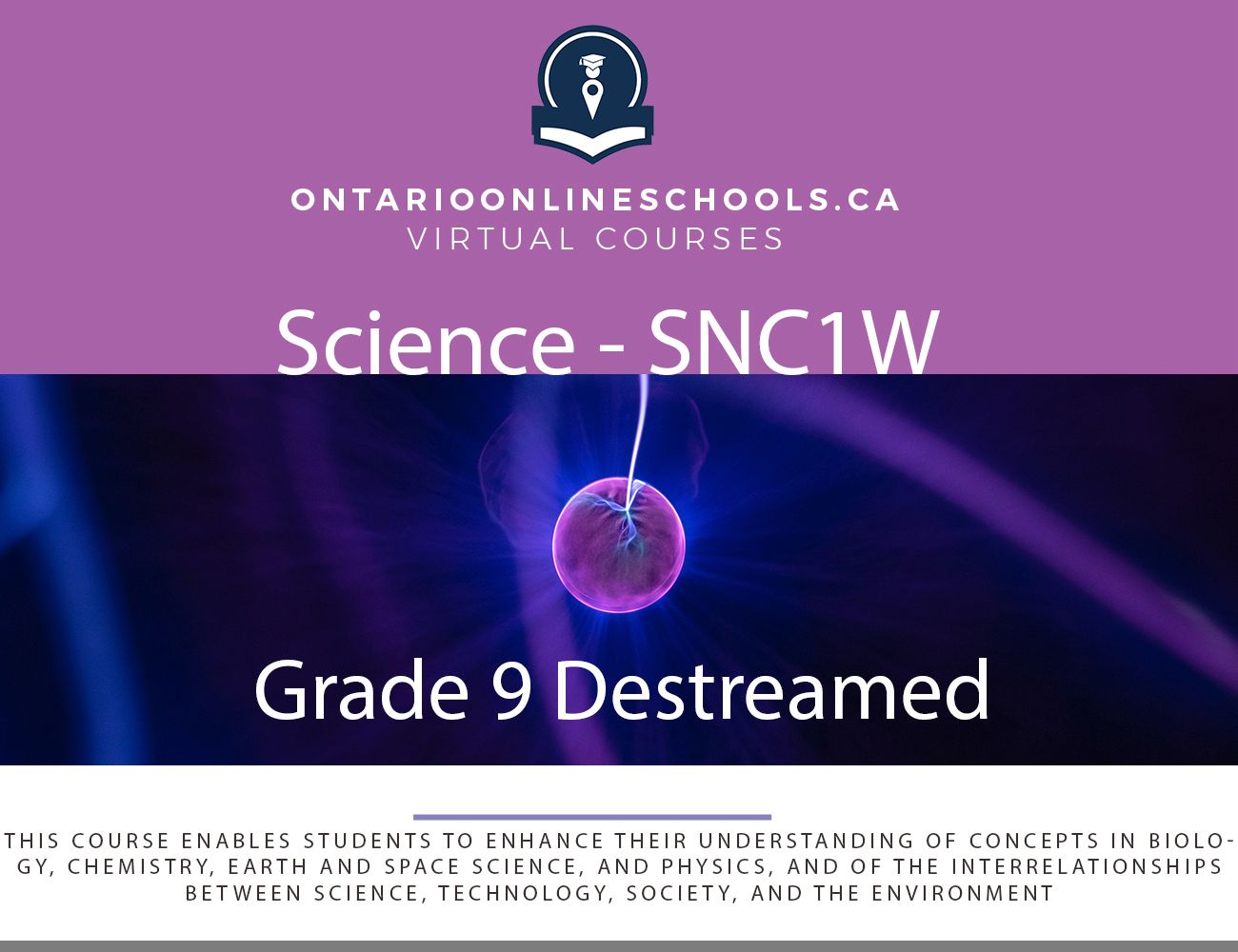 Grade 9, Science. De-streamed. SNC1W